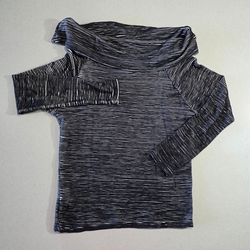 Dolan Left Coast Collection Black White Striped Cowl Neck Top Small 17534P